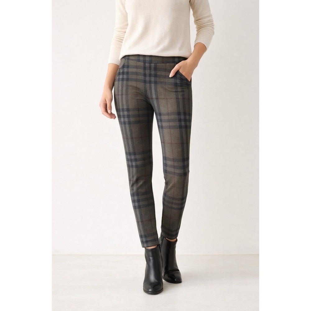 Sanctuary Womens Plaid Pull On Leggings Brown Olive Green‎ Skinny Pants